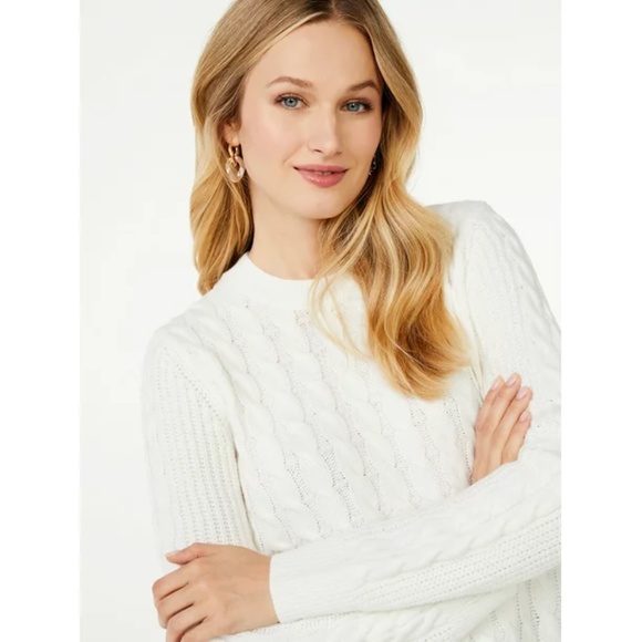 NEW Scoop Women's White symmetrical Sweater Small S  4/6 - Picture 5 of 14